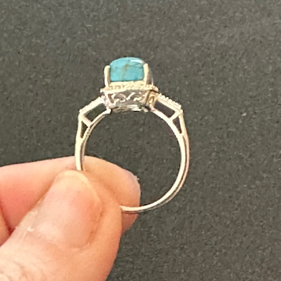 925 Sterling silver ring rectangular Mojave Blue Turquoise NWOT - Picture 8 of 15